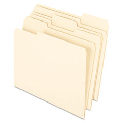 File Folders, 1/3 Cut Assorted Tab, Letter, 100/BX, Manila