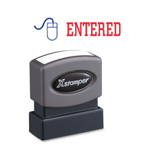 Entered Ink Stamp, 1/2"x1-5/8", Blue/Red Ink
