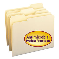 Antimicrobial Folders,1/3 Assorted,1-Ply,Ltr,100/BX,Manila