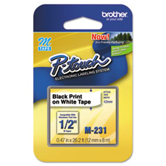 Nonlaminated Lettering Tape,1/2" Size,Black/White