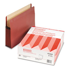 File Pockets, Reinforced, 7" Exp, Letter-Size, 5/BX, Red