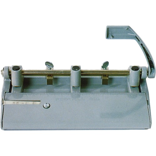 Adjustable 3-Hole Punch, Heavy-Duty, 13/32" Holes, Gray