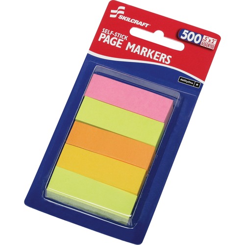 Tabs, Self-Stick, Page Makers Repositionable, .5" x 2", Assorted Colors