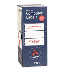 Pin Fed Labels, 1 Across, 1-7/16"X4", 5000/BX, White