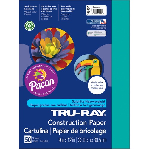 Construction Paper, 76lb., 9"x12", 50/PK, Turquoise