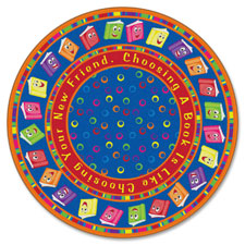 Circle Time Books Rug, Bright, 6', Round, Multi