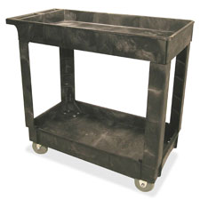 Utility Cart, 2-Shelf, 17"x38"x31", 4" Casters, Black