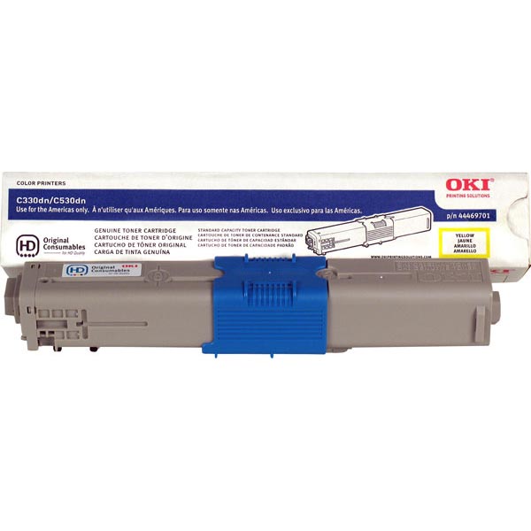 Genuine OEM Okidata 44469701 Yellow Toner Cartridge (3000 page yield)