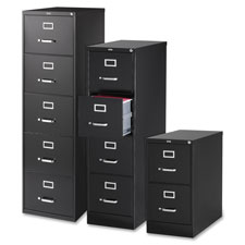Vertical File, 5-Drawer, Ltr, 15"x26-1/2"x61-3/8", Black