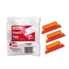 Plastic Tabs, 2" Tab, 1/5 Tab Cut, 25/PK, Orange