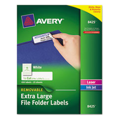 File Folder Labels, X-Large, 1/3 Cut, 450/PK, White