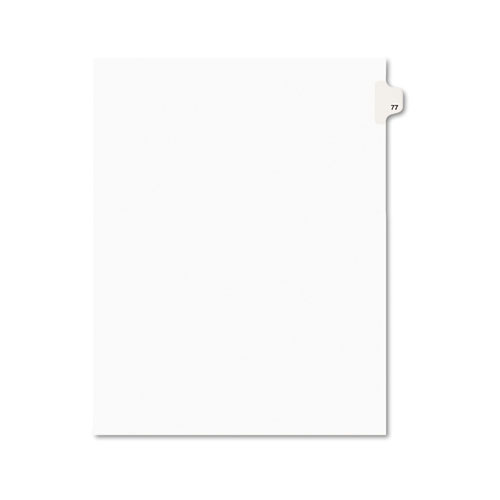 Numeric Divider, "77", Side Tab, 11"x8-1/2", 25/PK, White