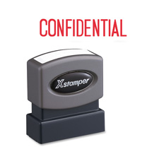 Confidential Ink Stamp, 1/2"x1-5/8", Red Ink