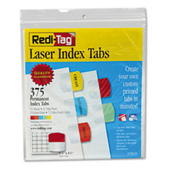 Laser Print Index Tabs, Bulk, 1-1/8"x1-1/4", 375/PK, AST