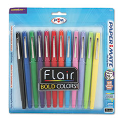 Flair Felt Tip Pen,Medium Point,Nonrefillable,12/PK,Asst.