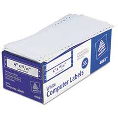 Pin Fed Labels, 1 Across, 4"x15/16", 5000/BX, White
