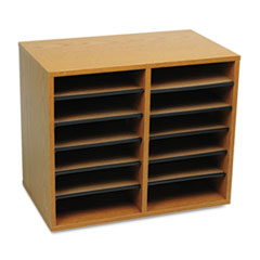 Literature Organizer,Adj,12-Cmp,19-1/2"x12"x16", Med.Oak