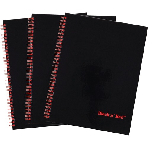 Black N' Red/John Dickinson  Notebook, Double-Wire, 8-1/2"Wx1-7/10"Lx12"H, 3/PK, BK/R