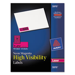 Neon Laser Labels, Rectangle, 1"x2-5/8", 750/PK,Neon Magenta