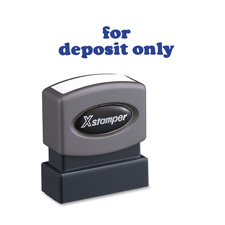 for deposit only Ink Stamp, 1/2"x1-5/8", Blue Ink