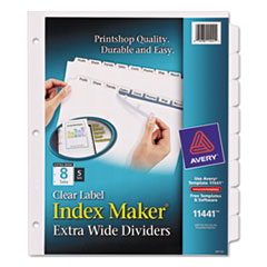 Index Maker Extra-Wide Tab Dividers, 8-Tab, 5/ST, 9"x11",CL