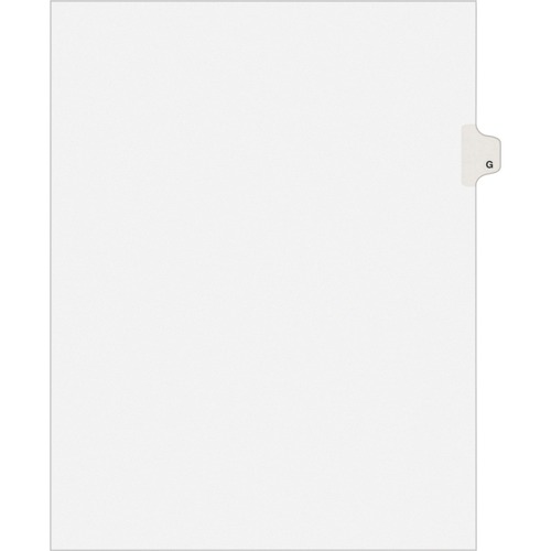 Legal Divider W/Letter "G", Side Tab, 11"x8-1/2", 25/PK