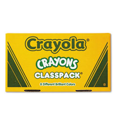 8 Color Crayon Classpk, Large, 4"x7/16", 400/BX, AST