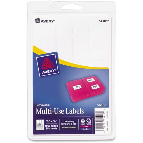 Removable Multipurpose Label,1/2"x3/4",1008/PK,White