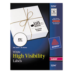 Round Laser Labels, 2-1/2" Diameter, 300/PK, White