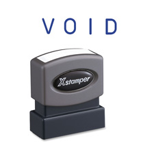 Void Pre-ink Stamp, 1/2"x1-5/8" Impression, Blue Ink